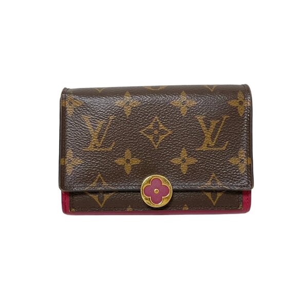 Auth LOUIS VUITTON Portefeuille Flor Compact Fuchsia Monogram - Picture 1 of 12